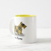 スコットランドの一族のバークレイのタータンチェックのスコットランド人テリア ツートーンマグカップ (正面左)