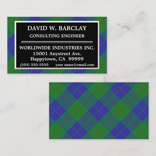 スコットランドの一族のバークレイの狩りのタータンチェック格子縞 名刺 (正面/裏面)
