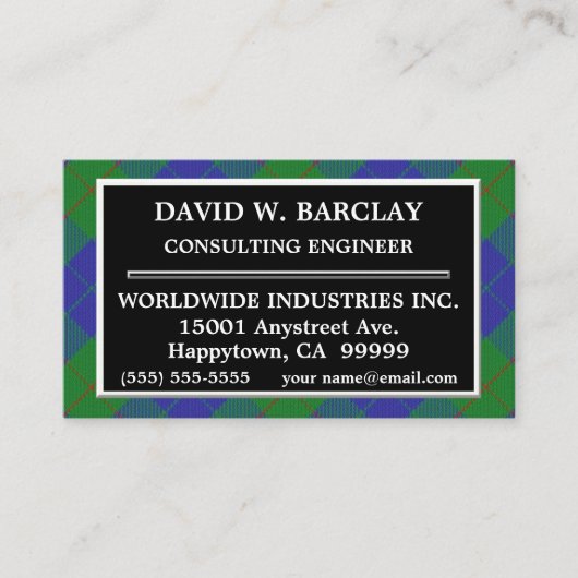 スコットランドの一族のバークレイの狩りのタータンチェック格子縞 名刺 (正面)