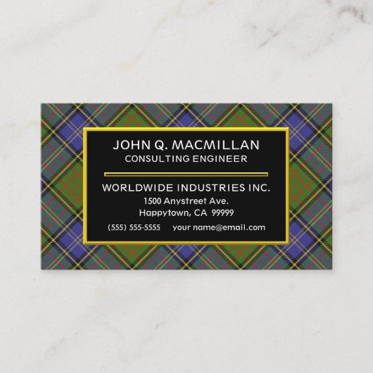 スコットランドの一族のマクミラン狩りのタータンチェック格子縞 名刺 (正面)