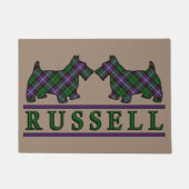 スコットランドの一族のラッセルタータンチェックのスコッチテリア犬 ドアマット (正面)