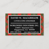 スコットランドの一族のGregor MacGregorのタータンチェック格子縞 名刺 (正面)
