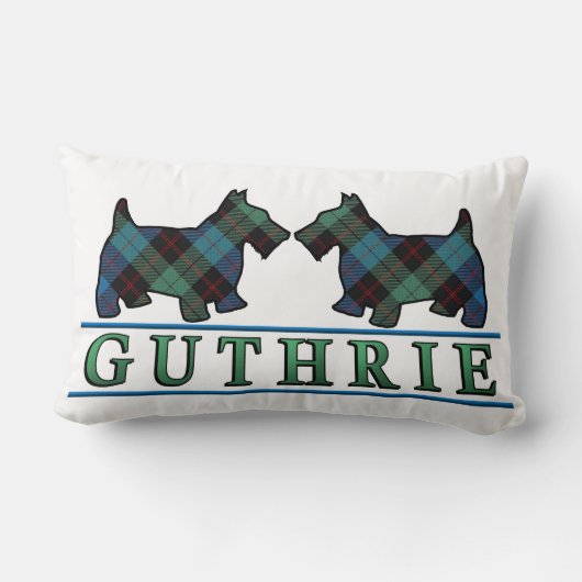 スコットランドの一族のGuthrieのタータンチェックのスコッチテリア犬 ランバークッション (裏面)