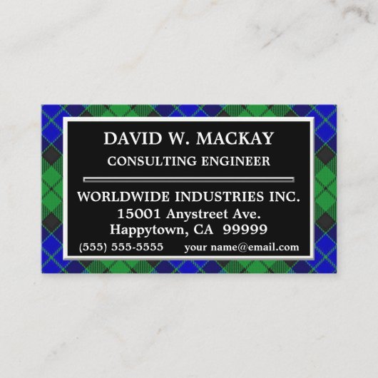 スコットランドの一族のMacKayのタータンチェック格子縞 名刺 (正面)