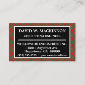 スコットランドの一族のMacKinnonのタータンチェック格子縞 名刺 (正面)