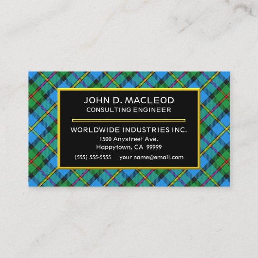 スコットランドの一族のMacLeodの狩りのタータンチェック格子縞 名刺 (正面)