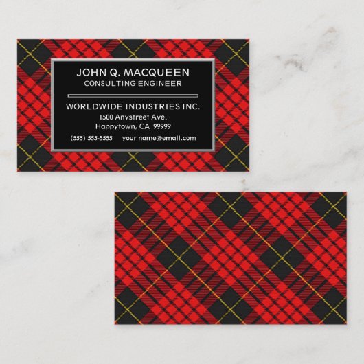 スコットランドの一族のMacQueenのタータンチェック格子縞 名刺 (正面/裏面)