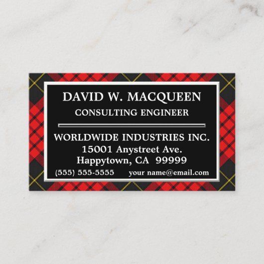 スコットランドの一族のMacQueenのタータンチェック格子縞 名刺 (正面)