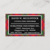 スコットランドの一族のMcClintock MacClintockのタータンチェック格子縞 名刺 (正面)