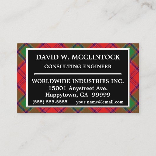 スコットランドの一族のMcClintock MacClintockのタータンチェック格子縞 名刺 (正面)