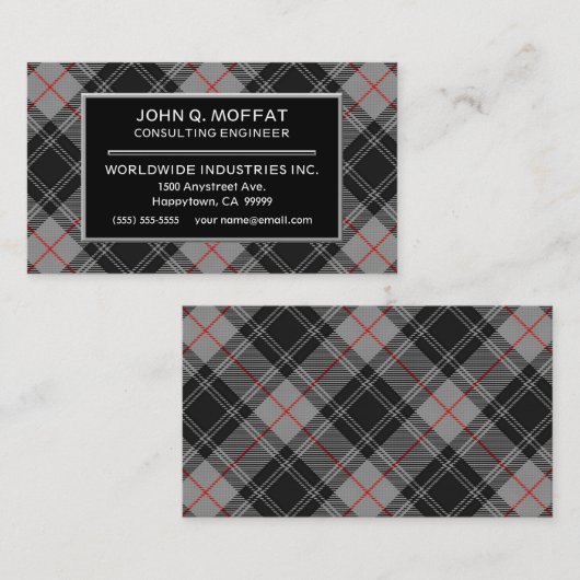 スコットランドの一族のMoffatのタータンチェック格子縞 名刺 (正面/裏面)