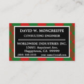 スコットランドの一族のMoncreiffeのタータンチェック格子縞 名刺 (正面)