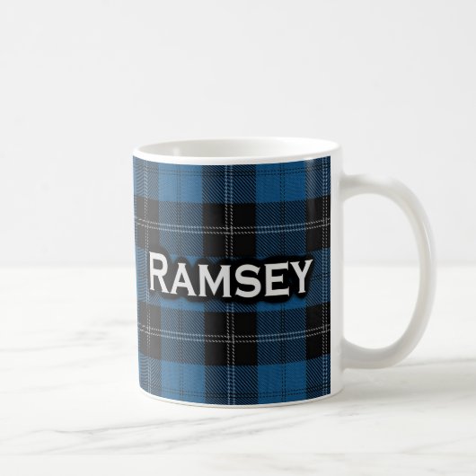 スコットランドの一族のRamsay Ramseyの青い狩りのタータンチェック コーヒーマグカップ (右)
