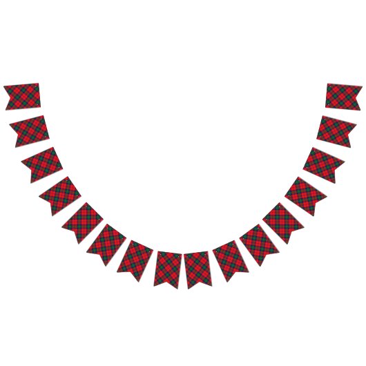 スコットランドの一族リンジーの赤いおよび緑のタータンチェック バンティングフラッグ (全)