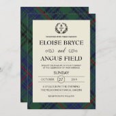 スコットランドの伝統的なウェディングタートルパターンオーダーメイド 招待状 (正面/裏面)