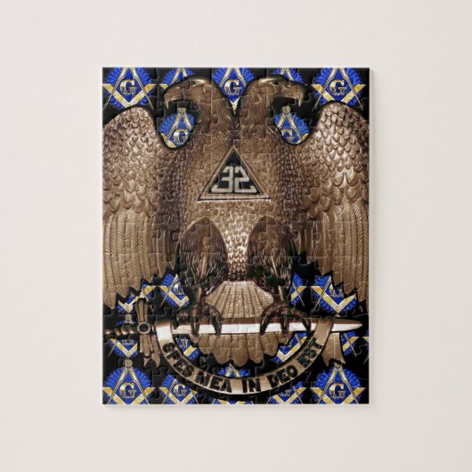 スコットランドの儀式の正方形及びコンパスの黒 ジグソーパズル (縦)