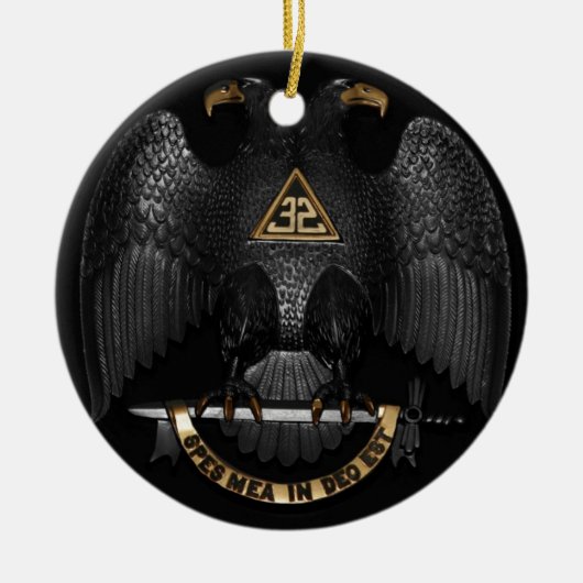 スコットランドの儀式32度の石大工のワシ セラミックオーナメント (正面)