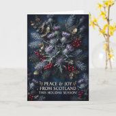 スコットランドの冬の植物画クリスマスカード カード (黄色い花)