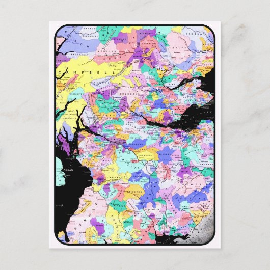 スコットランドの地図のスコットランドの一族の写真 ポストカード (正面)