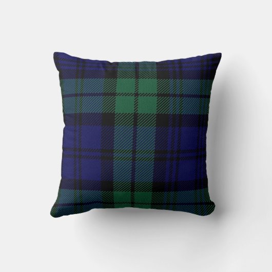 スコットランドの地図の黒の腕時計のタータンチェック格子縞の枕 クッション (裏面)