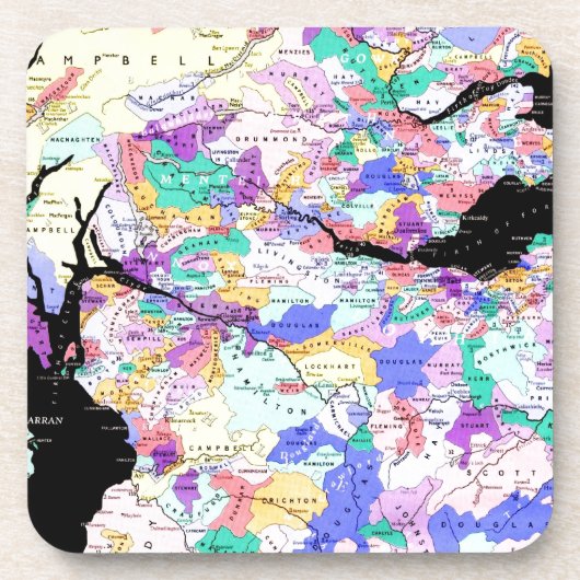 スコットランドの地図スコットランドのクランの写真 コースター (正面)