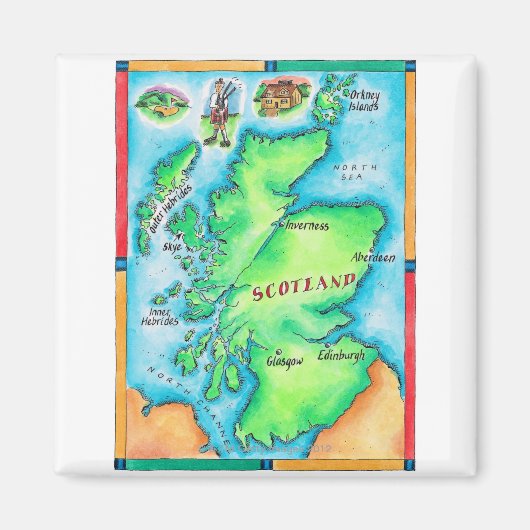 スコットランドの地図 マグネット (正面)