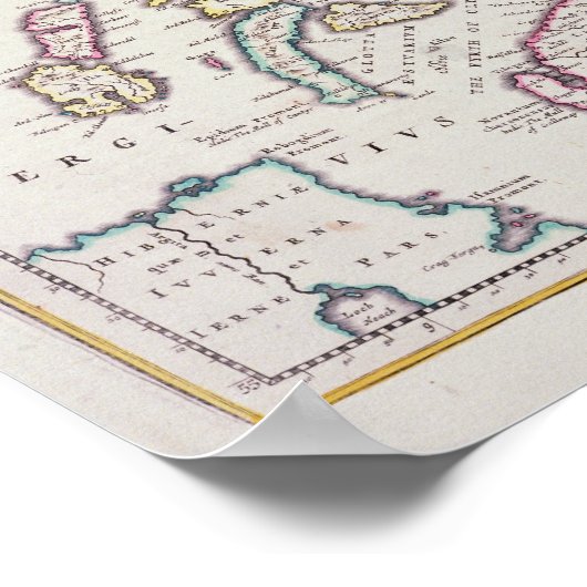 スコットランドの地図, c.1700 ポスター (角)