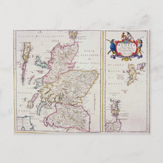 スコットランドの地図， c.1700 ポストカード (正面)