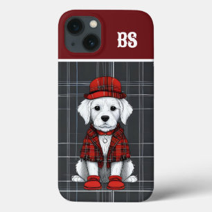 スコットランドの大家犬のキルトと帽子 iPhone 13ケース