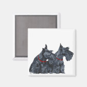 スコットランドの奇妙なテリア二匹 マグネット (正面/裏面)