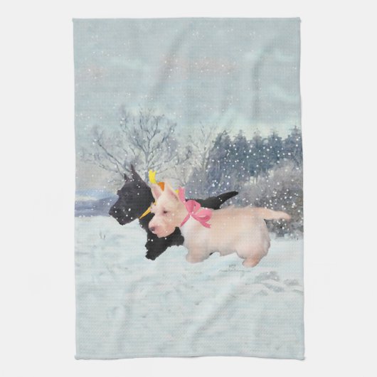 スコットランドの子犬 キッチンタオル (縦)