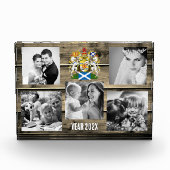 スコットランドの家族の写真ブロック，スコットランド国旗，木材 フォトブロック (正面)