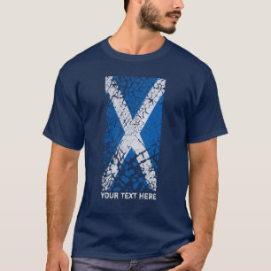 スコットランドの文字 + 動揺してなスコットランドの旗 Tシャツ
