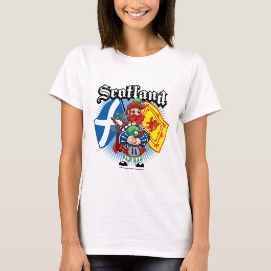 スコットランドの旗およびパイパー Tシャツ (正面)