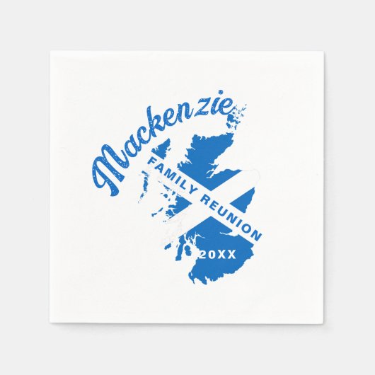 スコットランドの旗と家族の再会 スタンダードカクテルナプキン (正面)