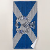 スコットランドの旗のカーボン繊維のプリントのアザミ ビーチタオル (正面)