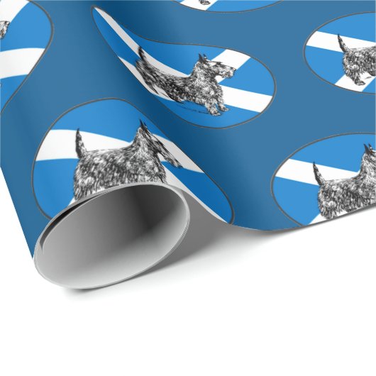スコットランドの旗を持つスコットランドのスコッチテリア犬 ラッピングペーパー (ロールコーナー)