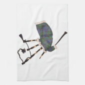 スコットランドの格子模様のバグパイプ キッチンタオル (縦)