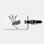 スコットランドの格子模様のバグパイプ ラゲッジタグ (正面横)