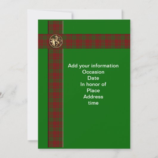 スコットランドの格子模様のライオン ご招待 招待状 (正面)