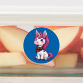 スコットランドの格子縞のスカーフを身に付けたかわいいピンクのユニコーン ラベル (貼付)