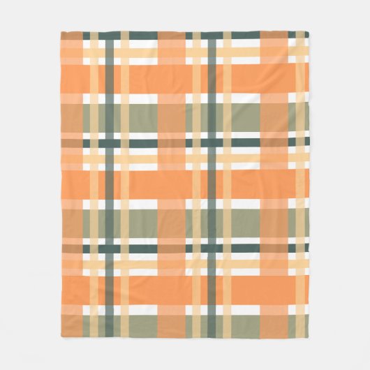 スコットランドの氏族はオレンジ色の緑のタータンチェック市松模様にを持つ フリースブランケット (正面)