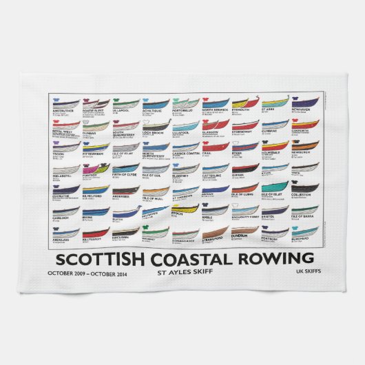 スコットランドの沿岸ロウイングのスキフ-最初5年 キッチンタオル (横)