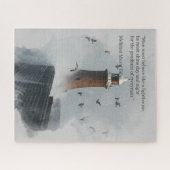 スコットランドの灯台を襲う巨大な波 ジグソーパズル (横)