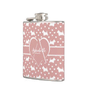 スコットランドの白いテリア（スコットランド犬） – ピンク フラスク (左)