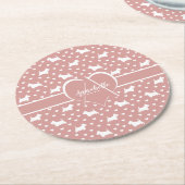 スコットランドの白いテリア（スコットランド犬） – ピンク ラウンドペーパーコースター (アングル)