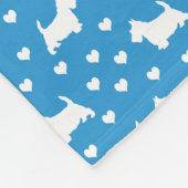 スコットランドの白いテリア(スコットランド犬)ブルー フリースブランケット (角)