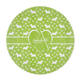 スコットランドの白いテリア（スコットランド犬）ライムグリーン カッティングボード