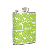 スコットランドの白いテリア（スコットランド犬）ライムグリーン フラスク (右)
