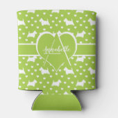 スコットランドの白いテリア（スコットランド犬）ライムグリーン 缶クーラー (裏面)